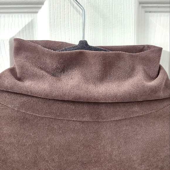Express Fo Suede Mocha Mock Neck Long Sleeve Tee Size M - Picture 4 of 11